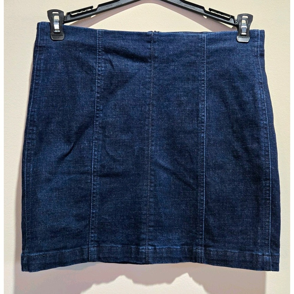 C&V Chelsea & Violet Dark Blue Solid Denim Paneled Mini Skirt Womens M  Zipper